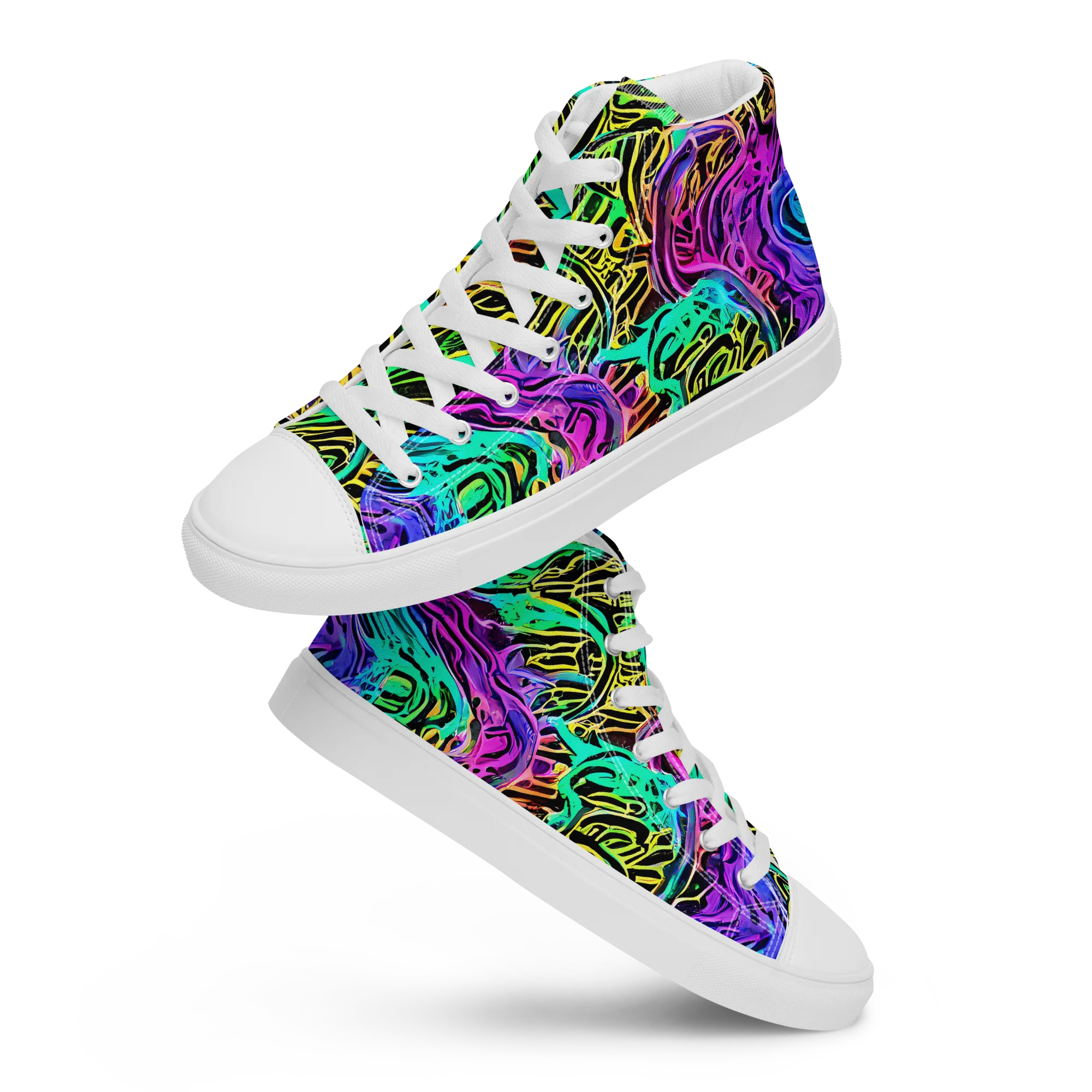 Laser Menagerie on Men's High Top Canvas Shoes — Front