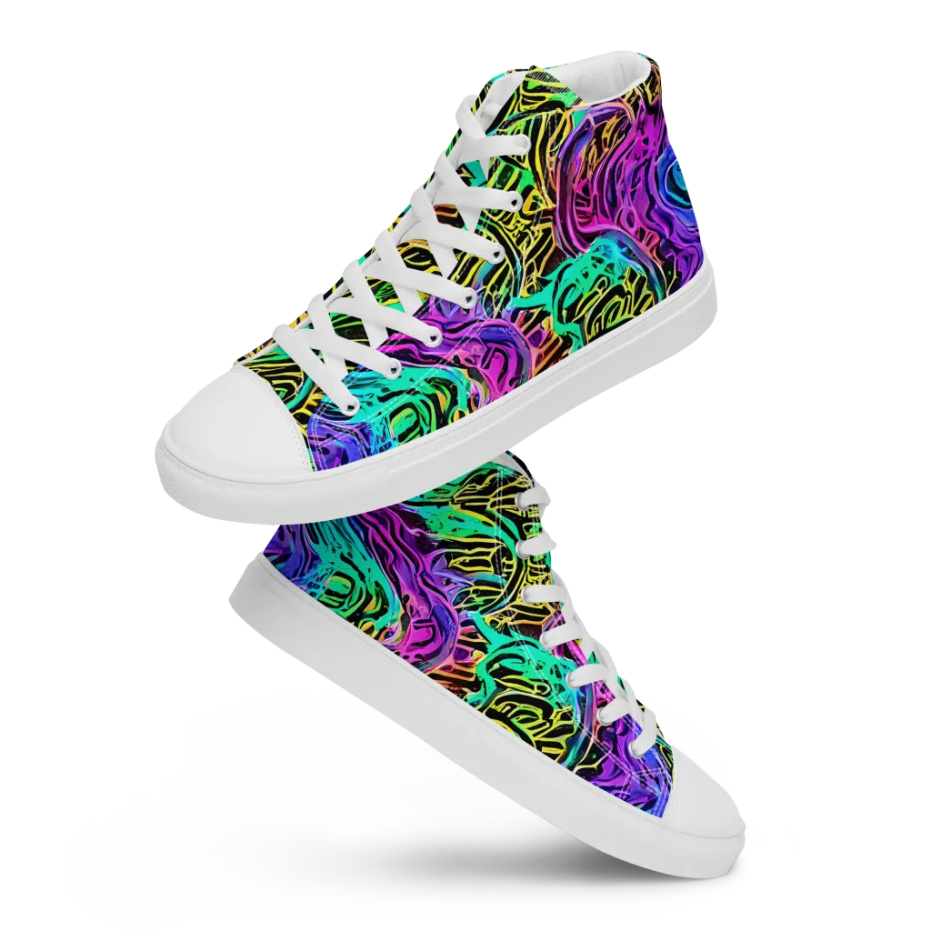 Laser Menagerie on Men's High Top Canvas Shoes — Front