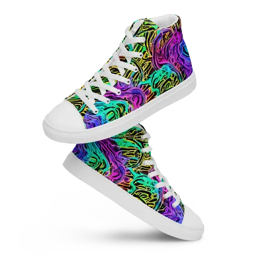 Laser Menagerie on a Men's High Top Canvas Shoes