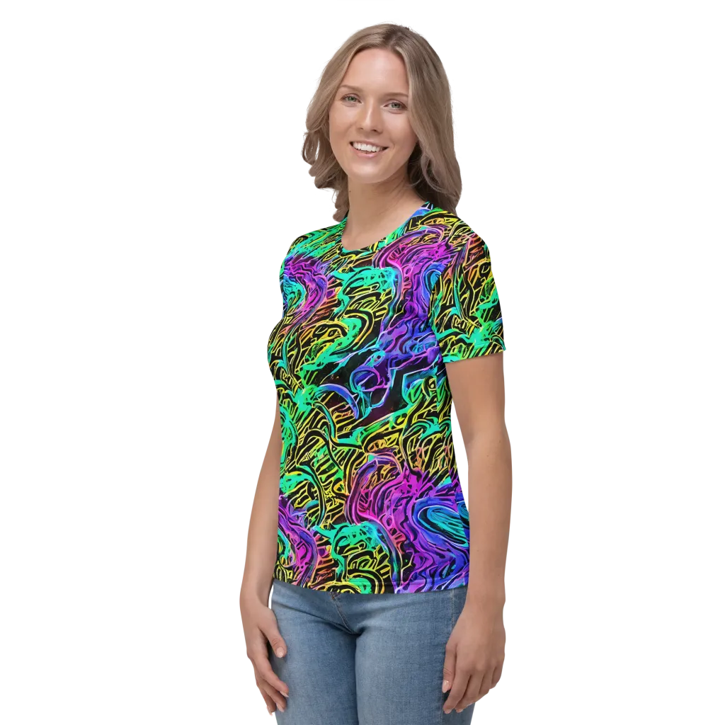 Laser Menagerie on Women's Crew Neck T-Shirt — Left
