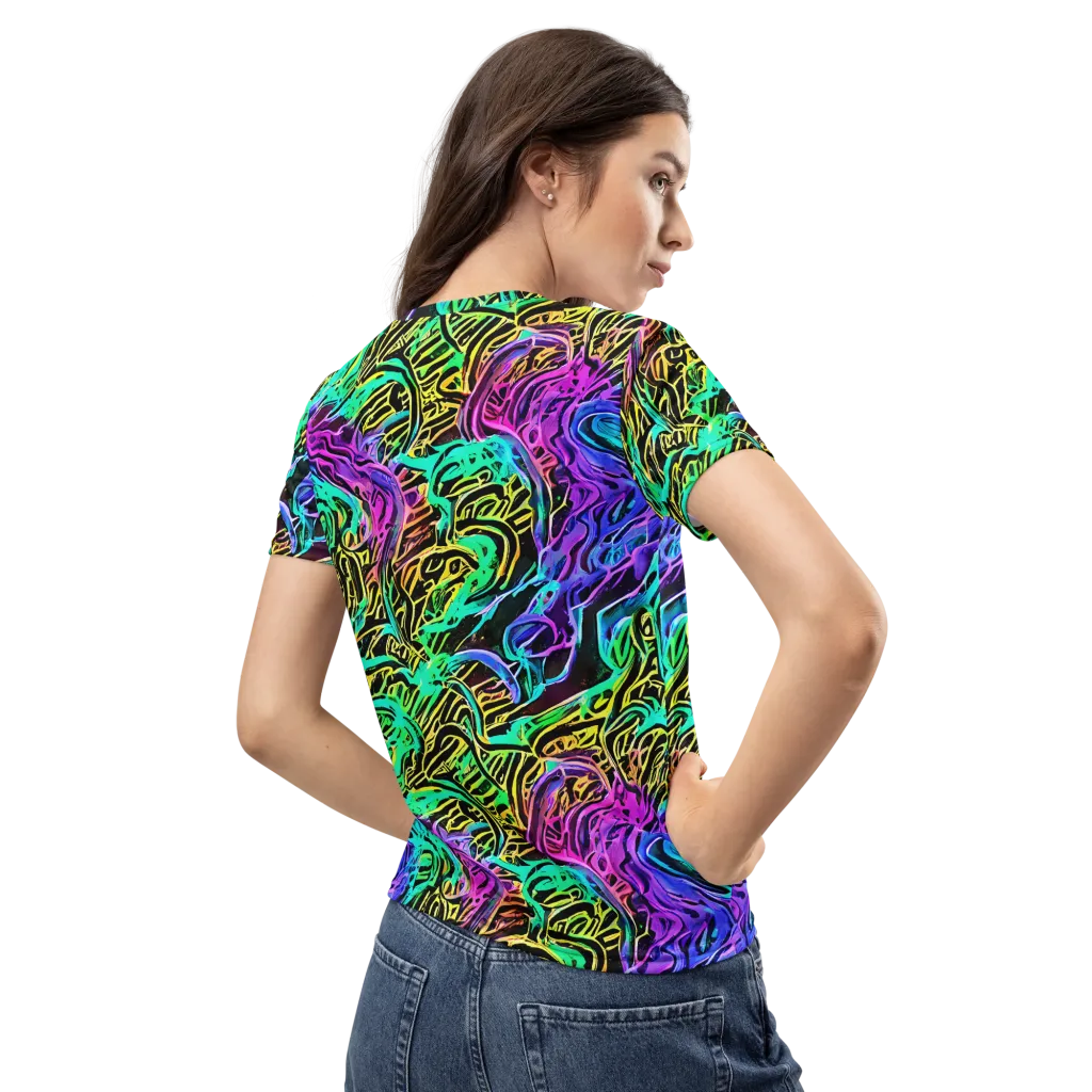 Laser Menagerie on Women's Crew Neck T-Shirt — Back