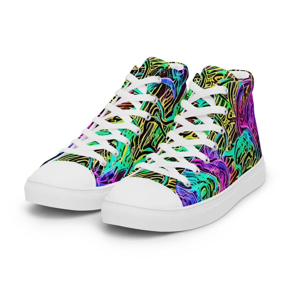 Laser Menagerie on Women's High Top Canvas Shoes — Left Front