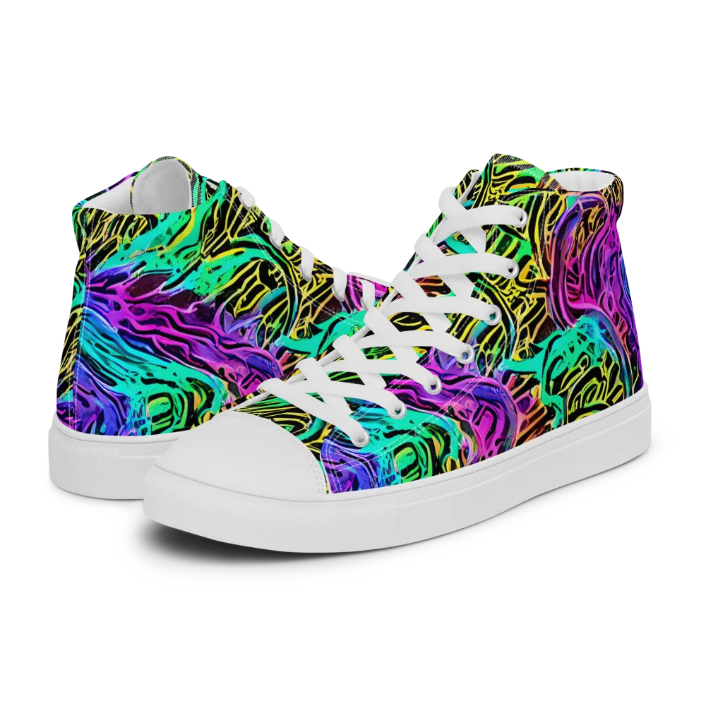 Laser Menagerie on Women's High Top Canvas Shoes — Left