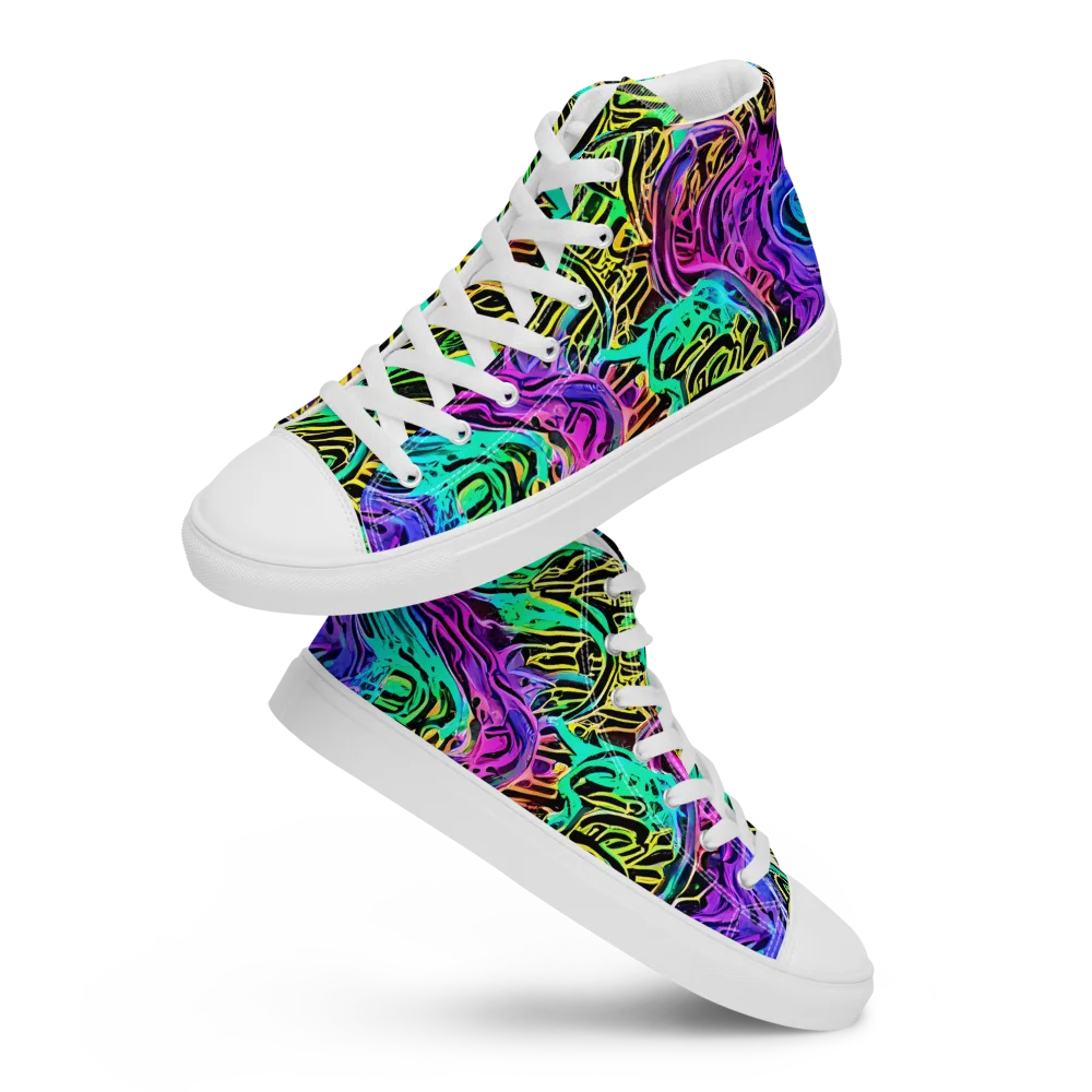Laser Menagerie on Women's High Top Canvas Shoes — Front