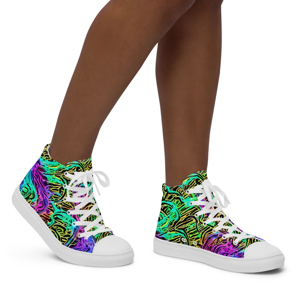 Laser Menagerie on Women's High Top Canvas Shoes — Right