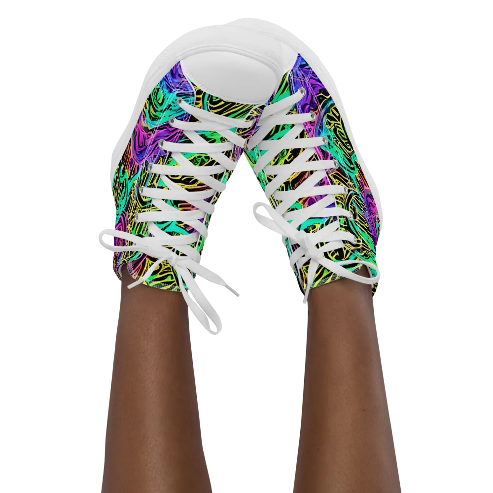 Laser Menagerie on Women's High Top Canvas Shoes — Front