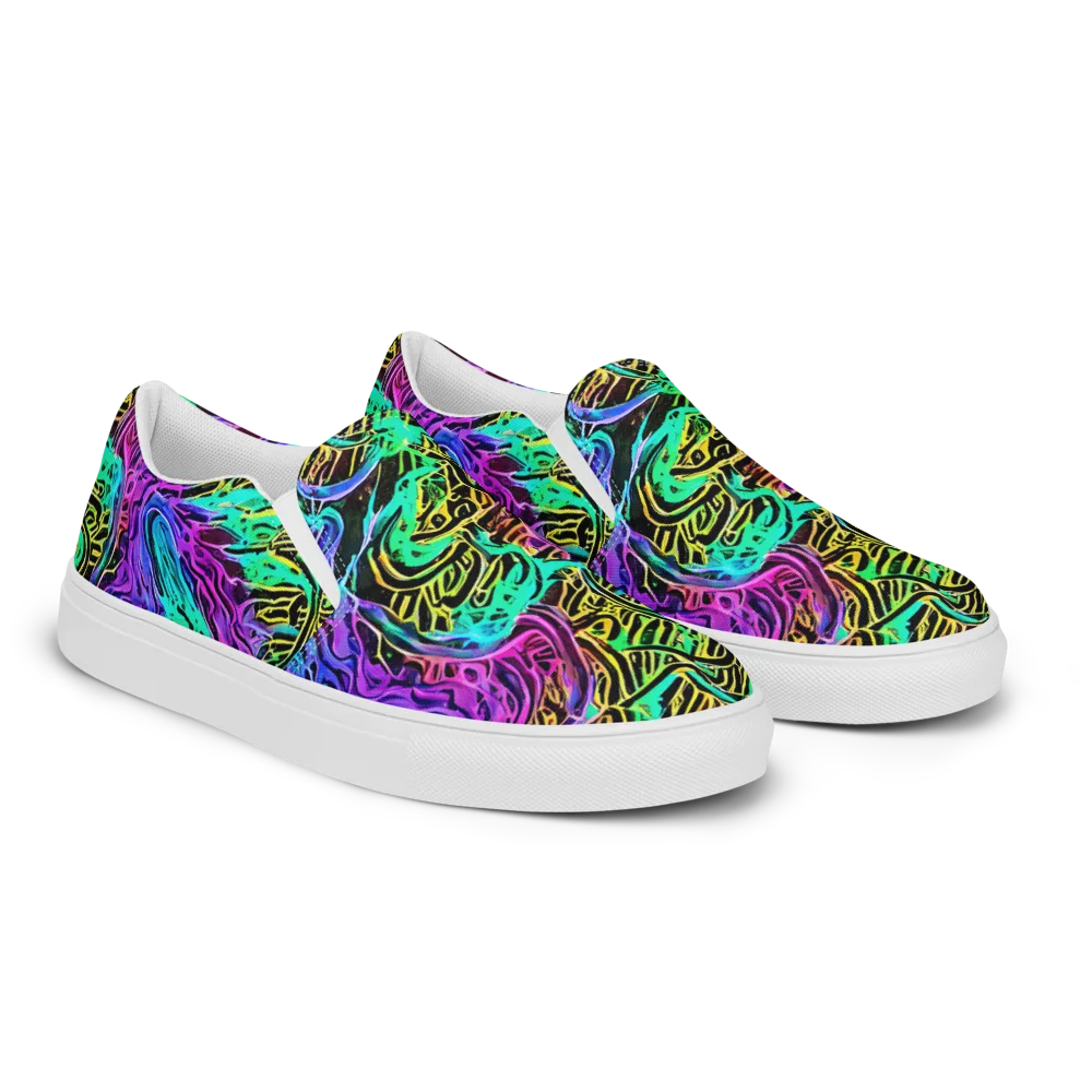Laser Menagerie on Men's Slip-On Canvas Shoes — Right Front