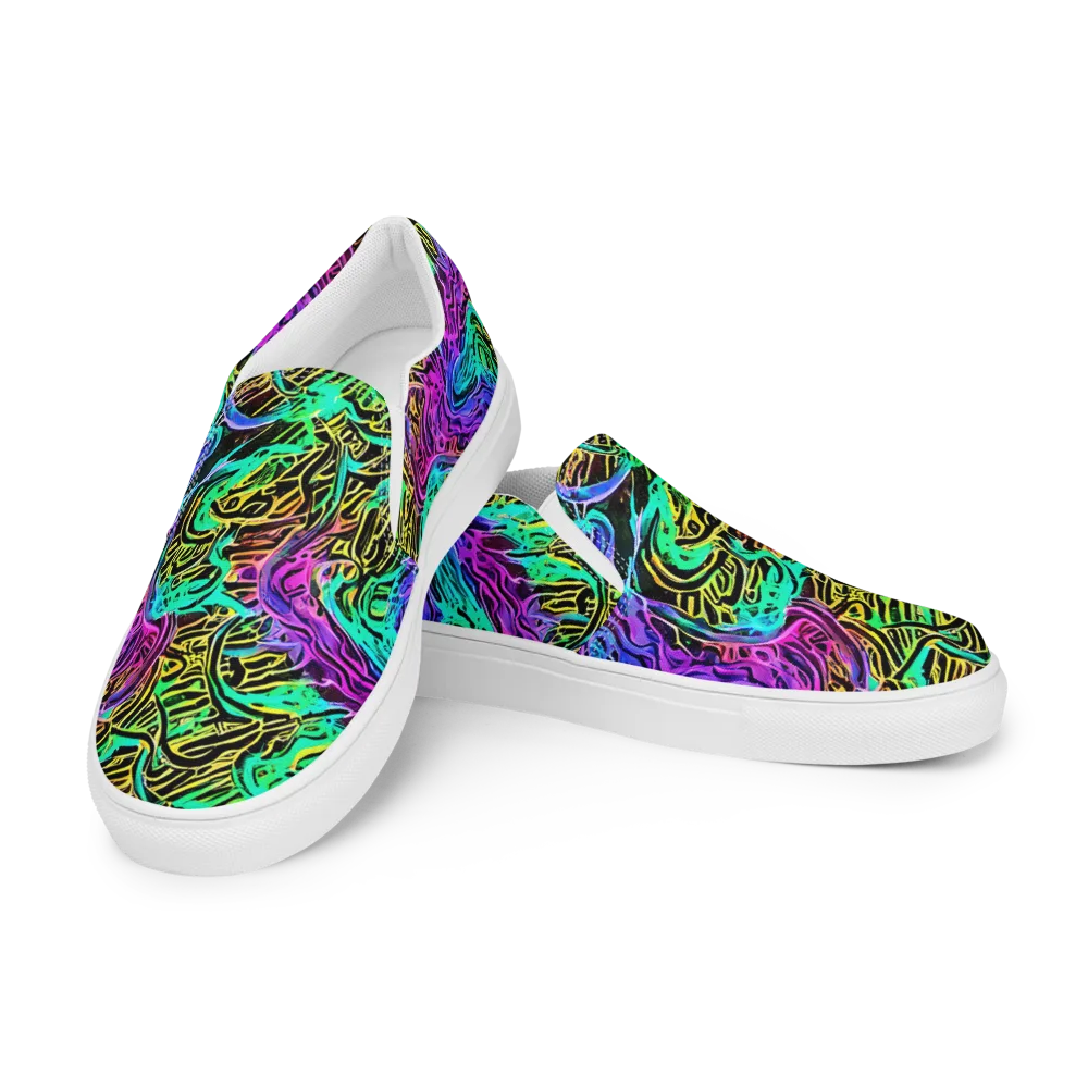 Laser Menagerie on Men's Slip-On Canvas Shoes — Left Front