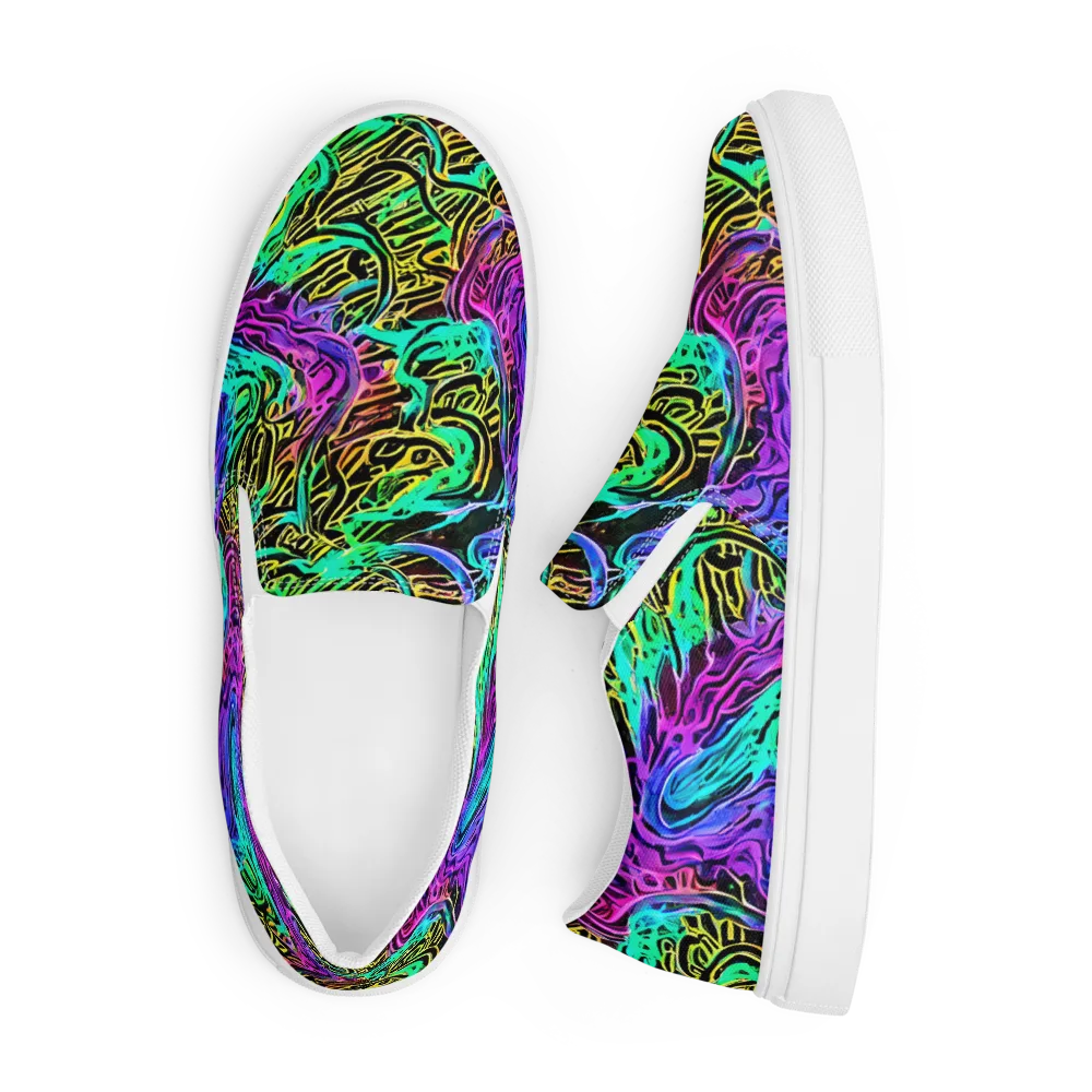 Laser Menagerie on Men's Slip-On Canvas Shoes — Front