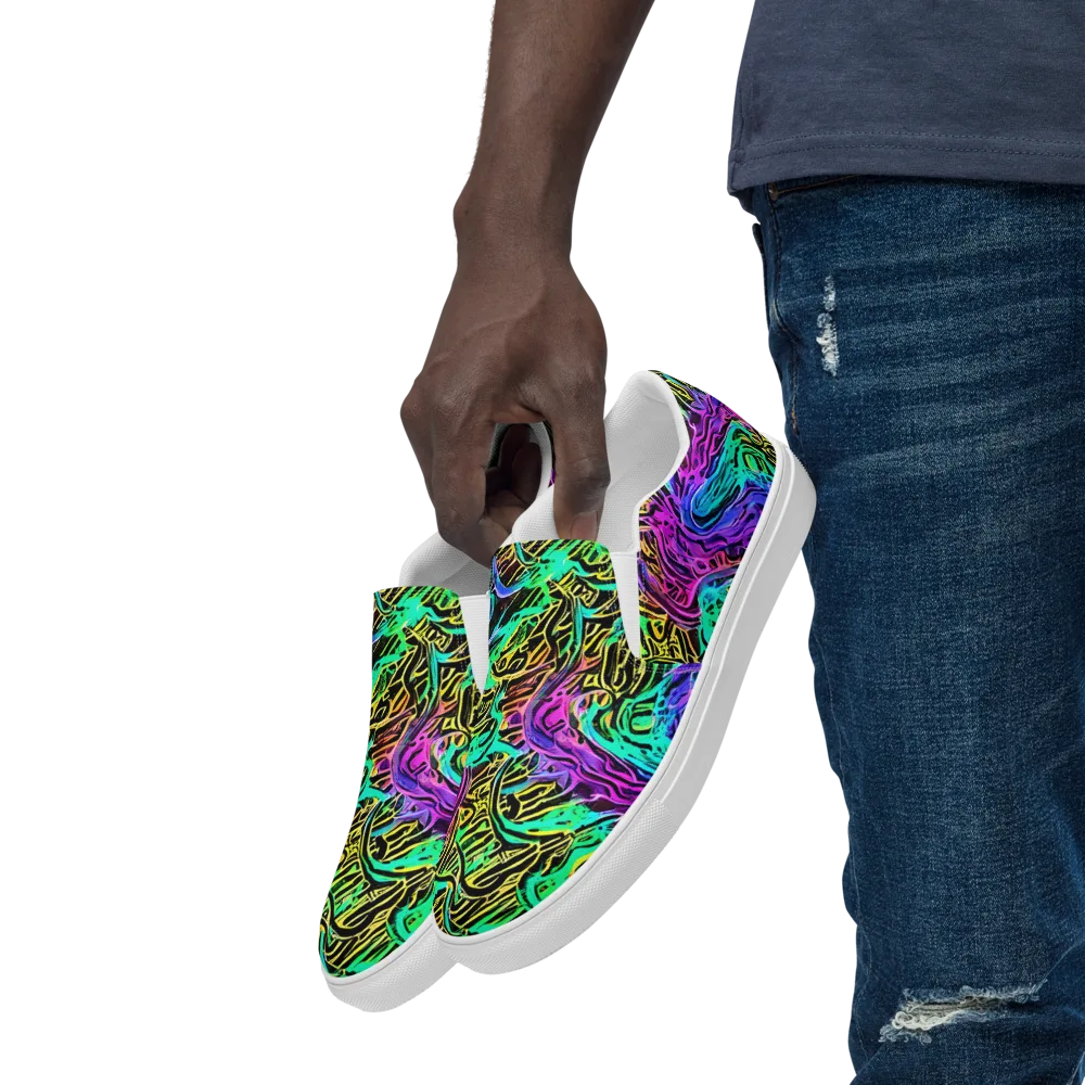 Laser Menagerie on Men's Slip-On Canvas Shoes — Left Front