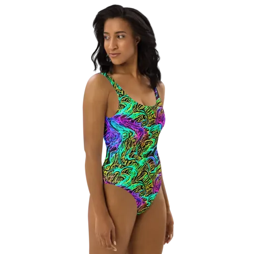 Laser Menagerie on a One-Piece Swimsuit