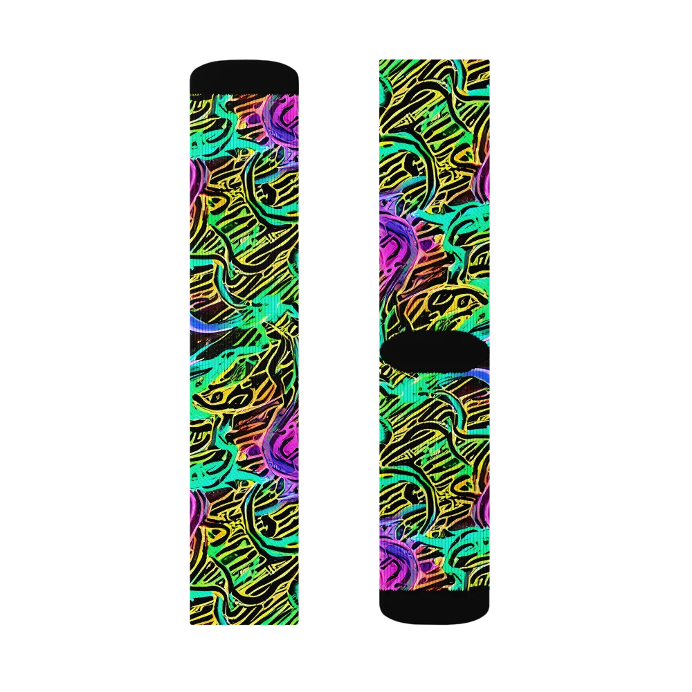 Laser Menagerie on Socks — Right Sock