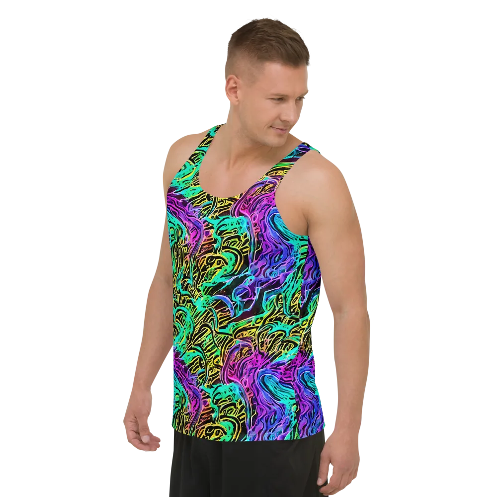 Laser Menagerie on Men's Tank Top — Left Front
