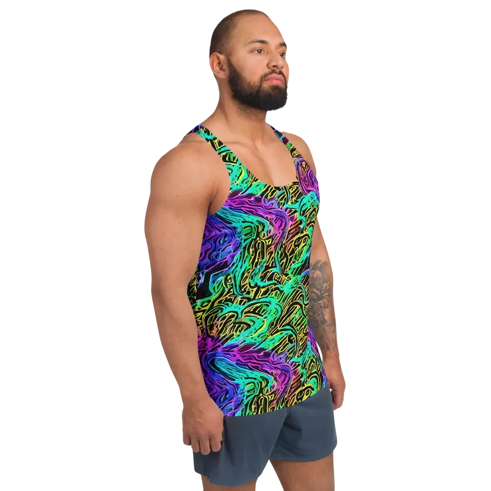 Laser Menagerie on Men's Tank Top — Right Front