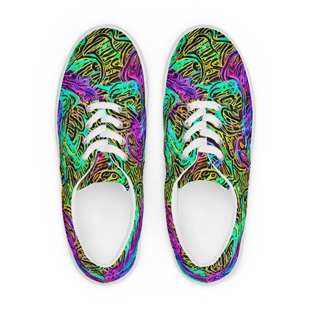 Laser Menagerie on Men's Lace-Up Canvas Shoes — Front
