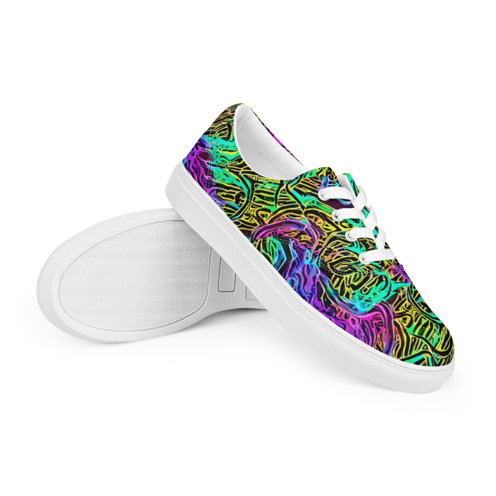 Laser Menagerie on Men's Lace-Up Canvas Shoes — Right Front