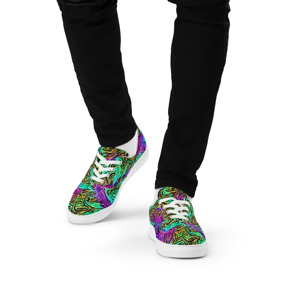 Laser Menagerie on Men's Lace-Up Canvas Shoes — Front