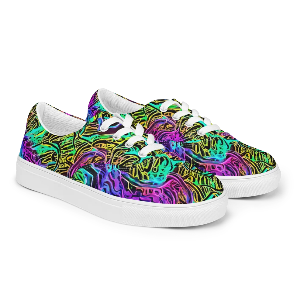 Laser Menagerie on Men's Lace-Up Canvas Shoes — Right Front