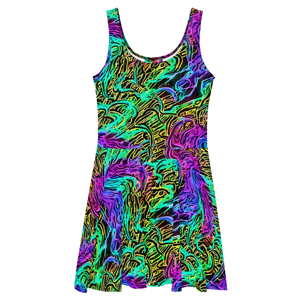 Laser Menagerie on Skater Dress — Front