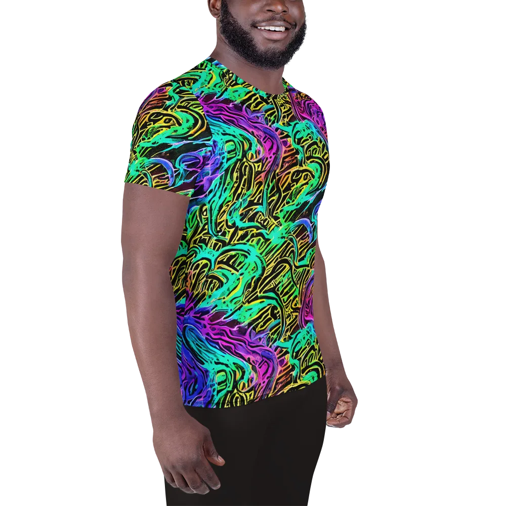 Laser Menagerie on Men's Athletic T-Shirt — Right