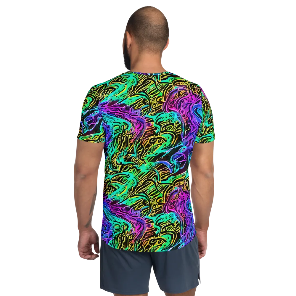 Laser Menagerie on Men's Athletic T-Shirt — Back
