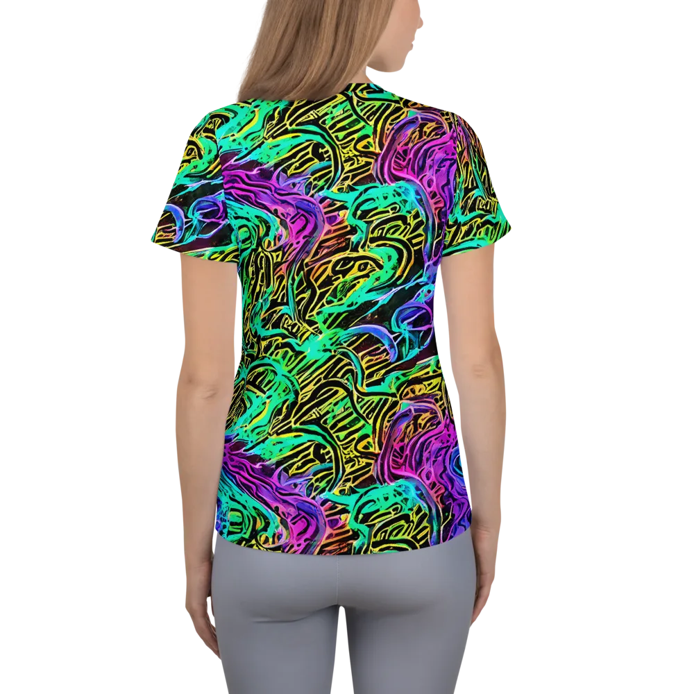 Laser Menagerie on Women's Athletic T-Shirt — Back