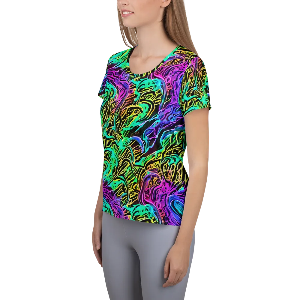 Laser Menagerie on Women's Athletic T-Shirt — Left