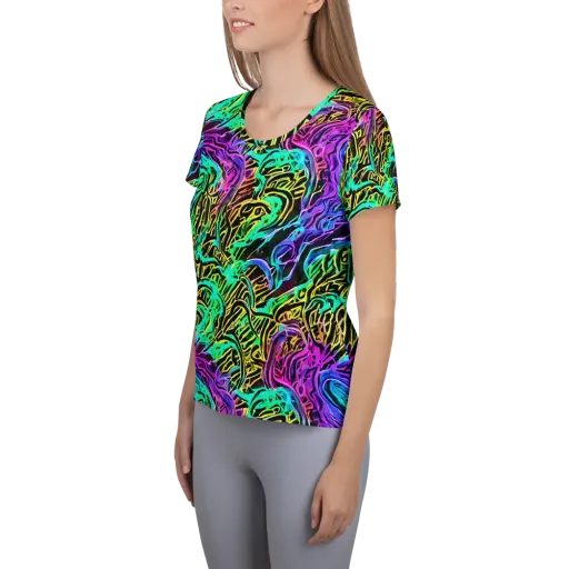 Laser Menagerie on a Women's Athletic T-Shirt