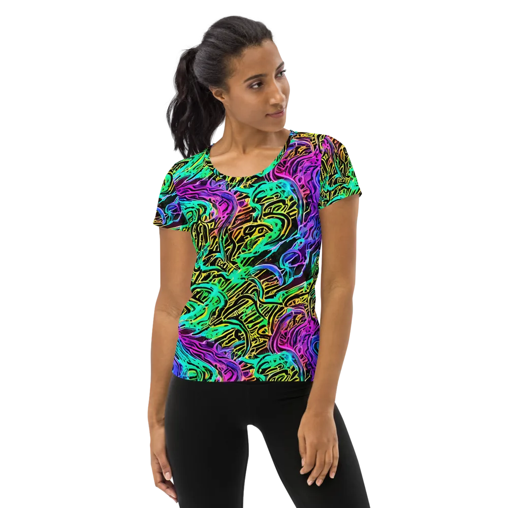Laser Menagerie on Women's Athletic T-Shirt — Front