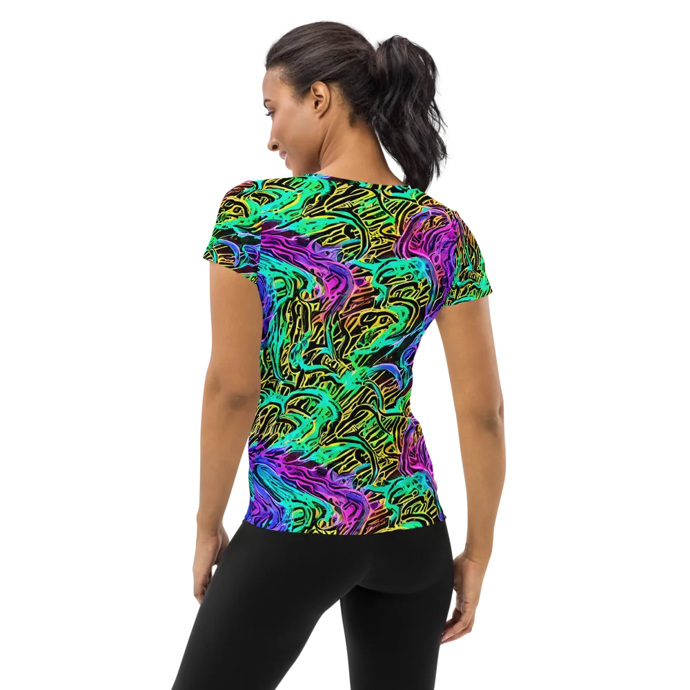 Laser Menagerie on Women's Athletic T-Shirt — Back