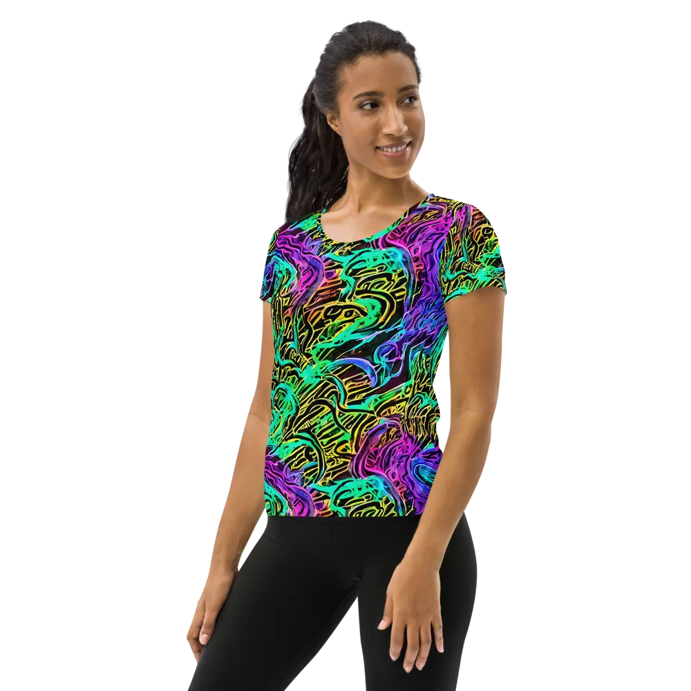 Laser Menagerie on Women's Athletic T-Shirt — Left