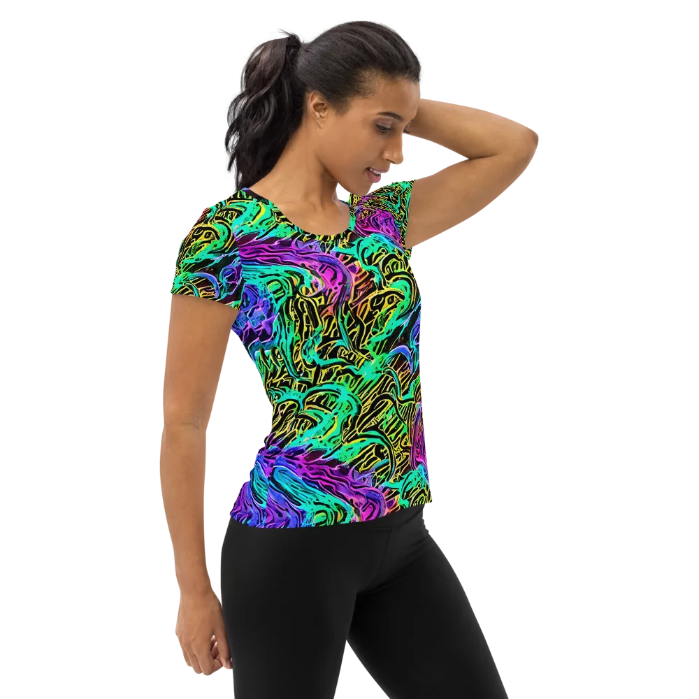 Laser Menagerie on Women's Athletic T-Shirt — Right