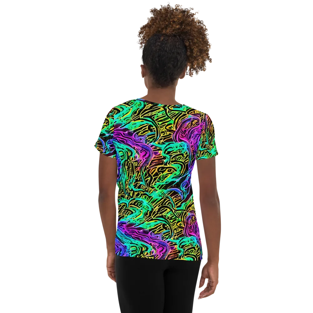 Laser Menagerie on Women's Athletic T-Shirt — Back