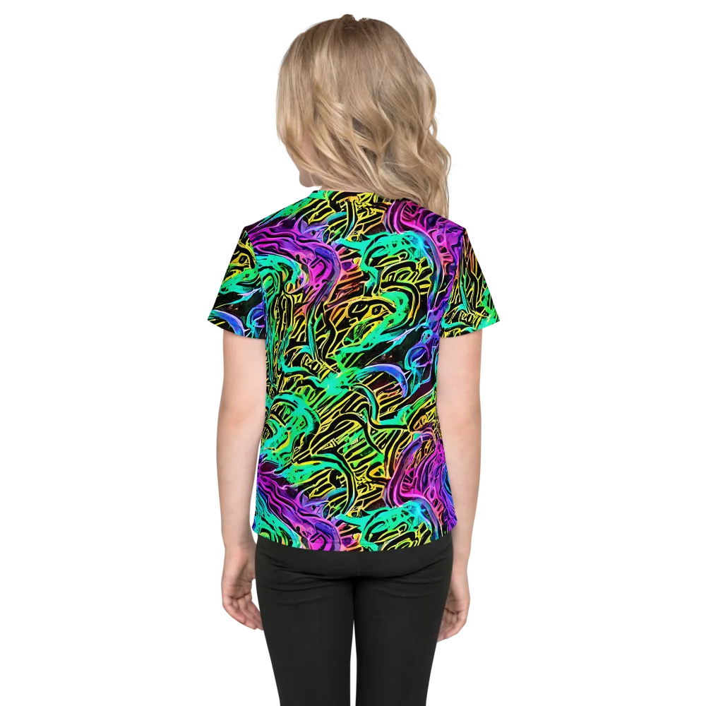 Laser Menagerie on Kids Crew Neck T-Shirt — Back