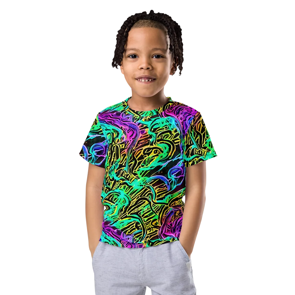 Laser Menagerie on Kids Crew Neck T-Shirt — Front