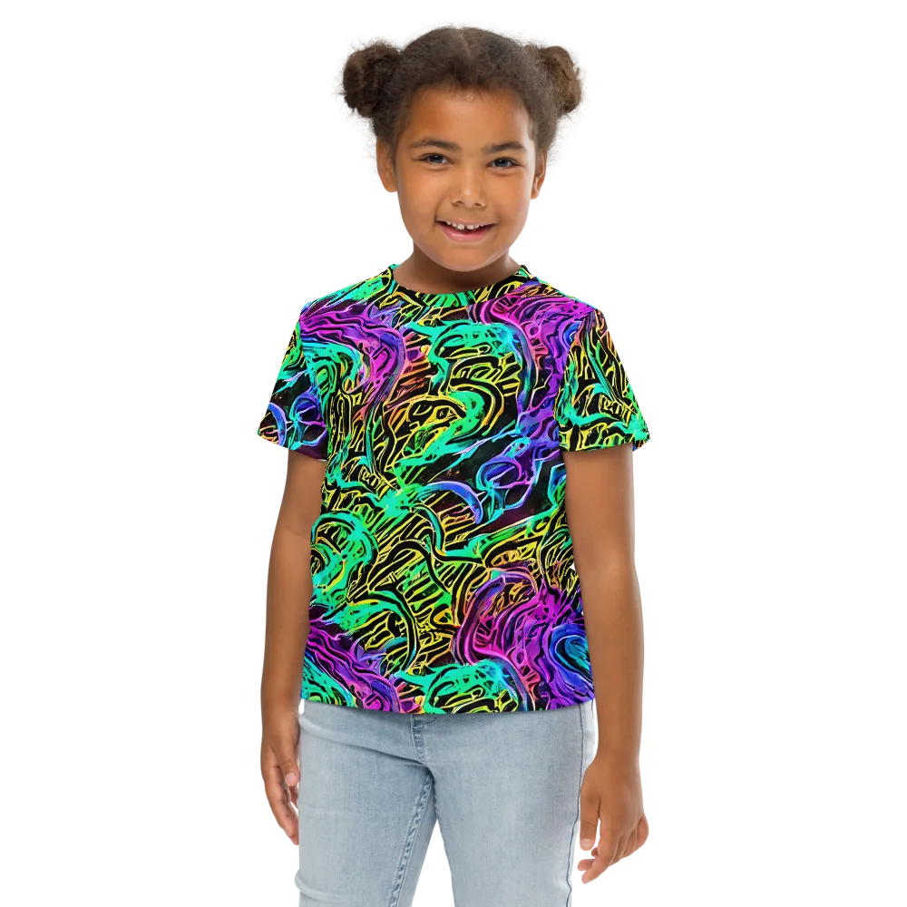 Laser Menagerie on Kids Crew Neck T-Shirt — Front