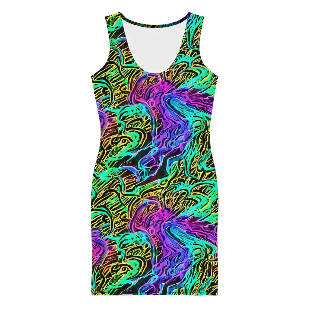 Laser Menagerie on Bodycon Dress — Front