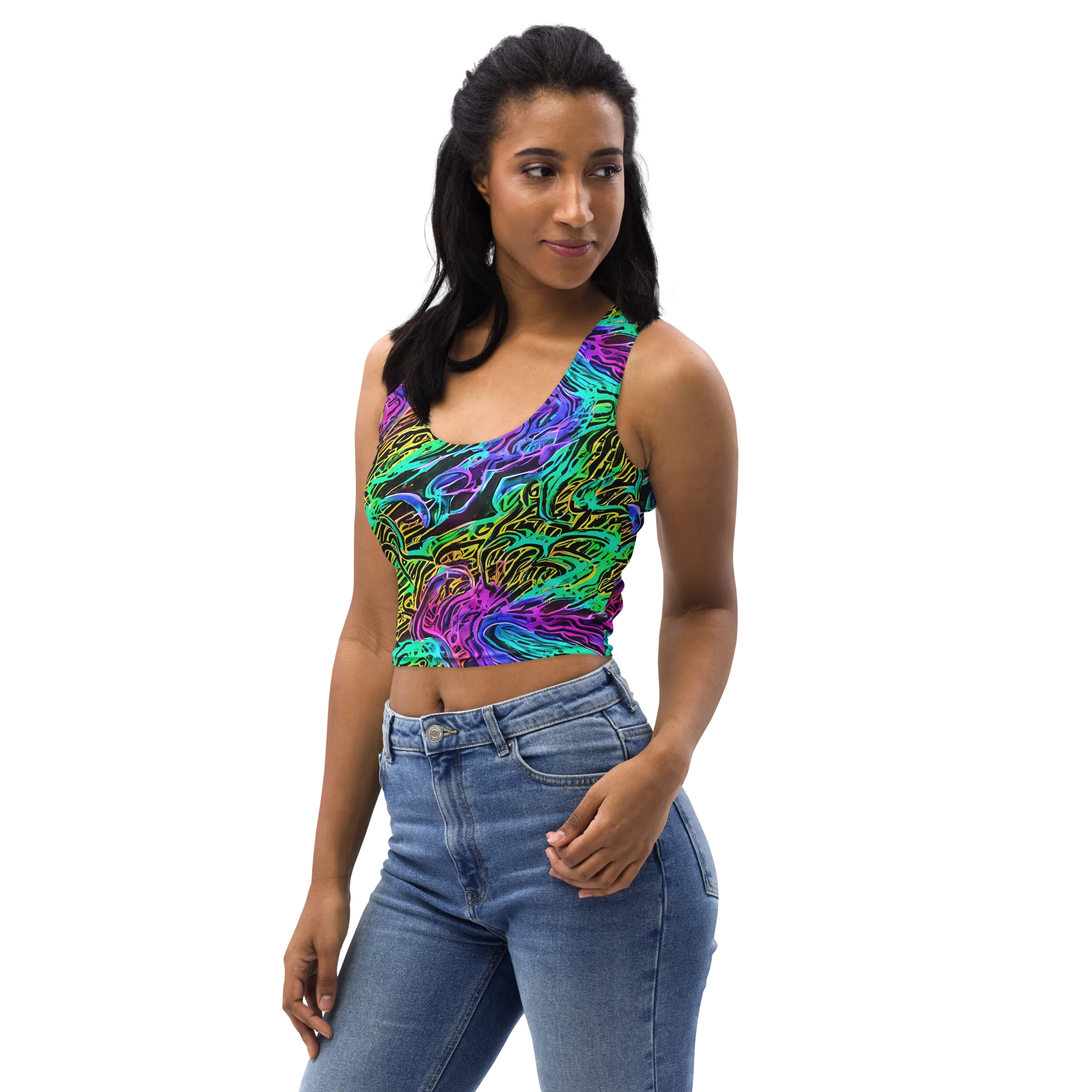 Laser Menagerie on Crop Top — Left Front