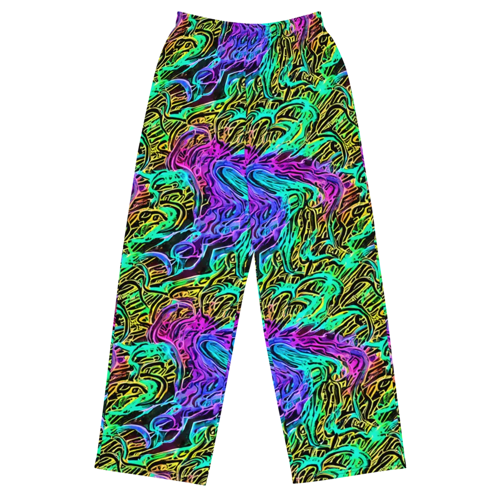 Laser Menagerie on Wide-Leg Pants — Front