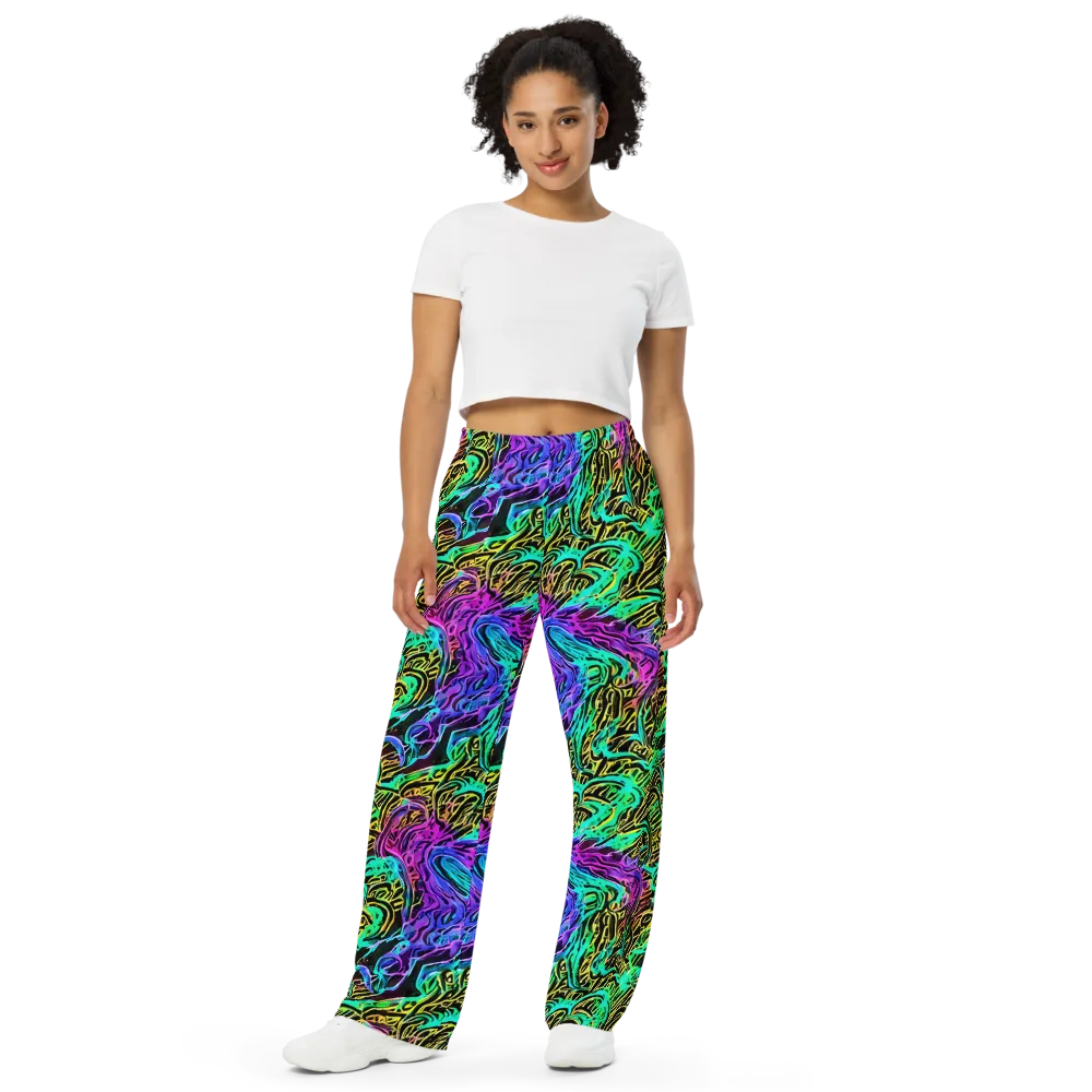 Laser Menagerie on Wide-Leg Pants — Front