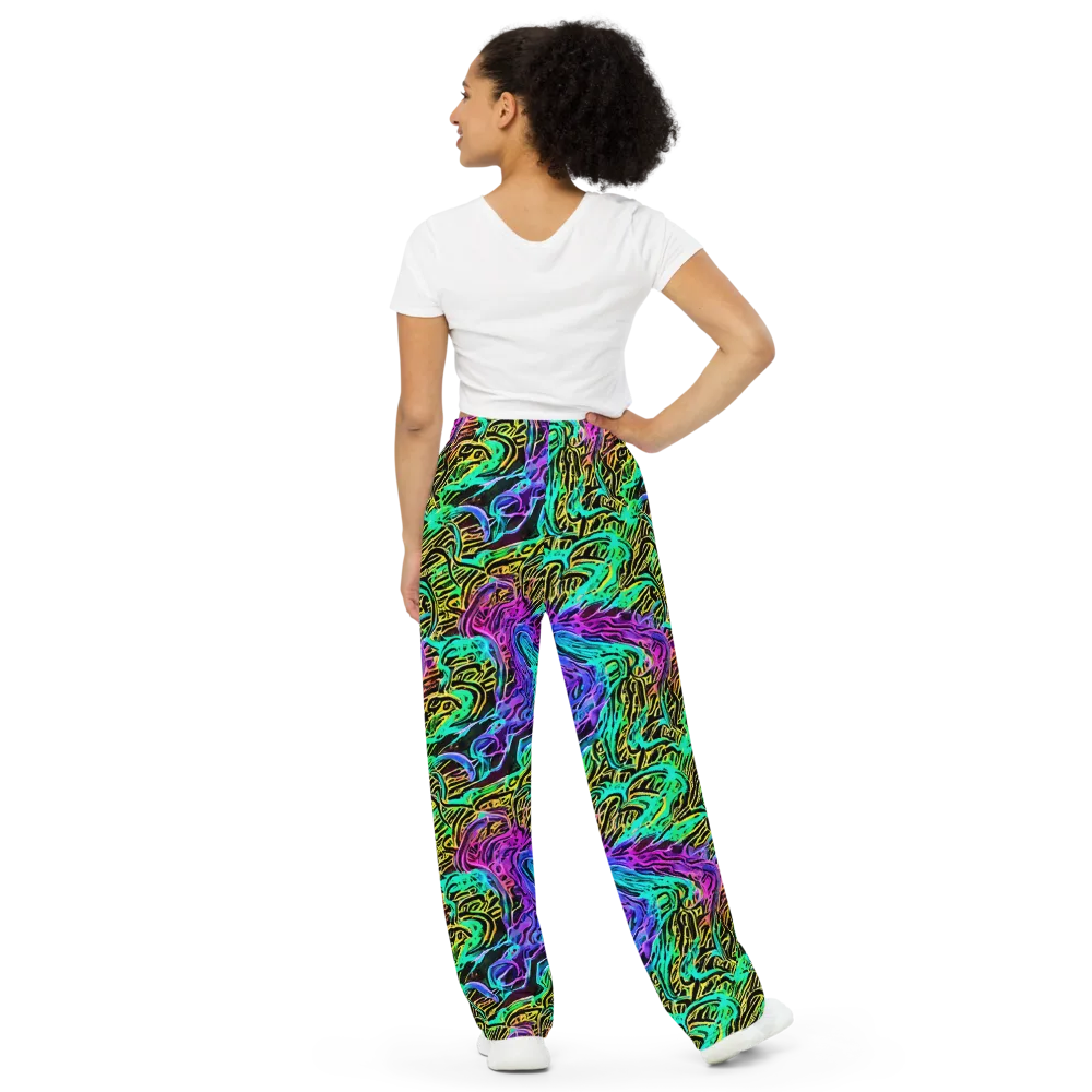 Laser Menagerie on Wide-Leg Pants — Back