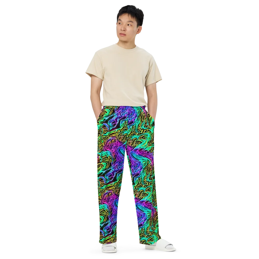Laser Menagerie on Wide-Leg Pants — Front