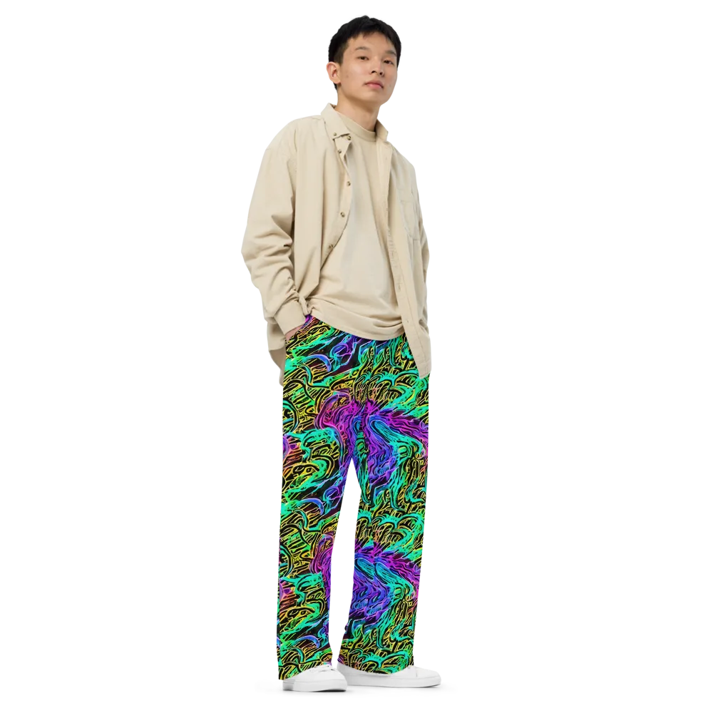 Laser Menagerie on Wide-Leg Pants — Right Front