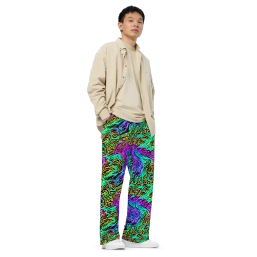 Laser Menagerie on a Wide-Leg Pants