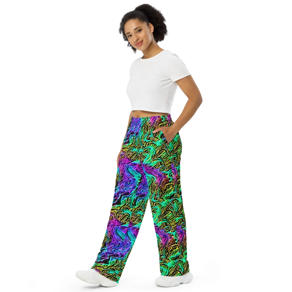 Laser Menagerie on Wide-Leg Pants — Left Front