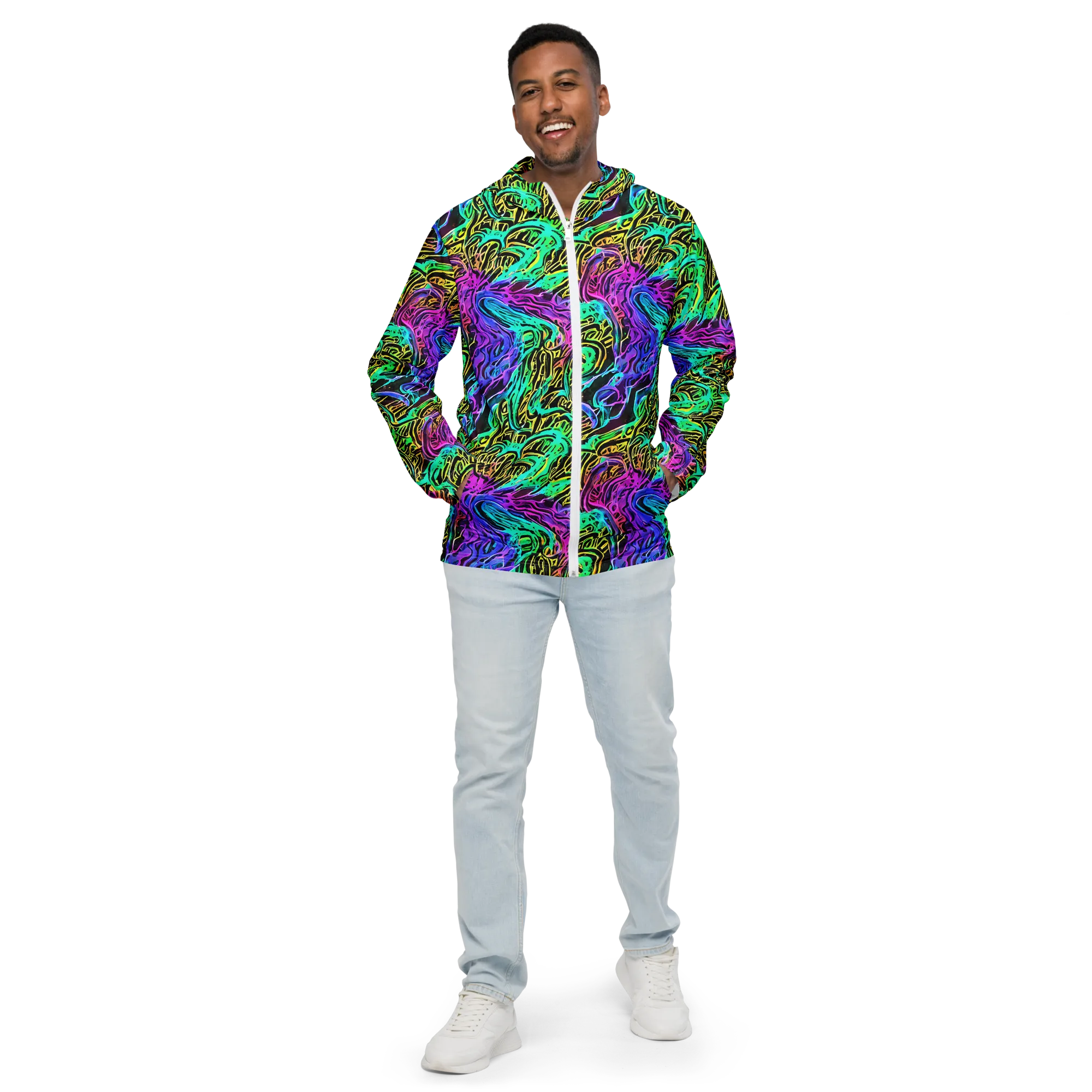Laser Menagerie on Men's Windbreaker — Front