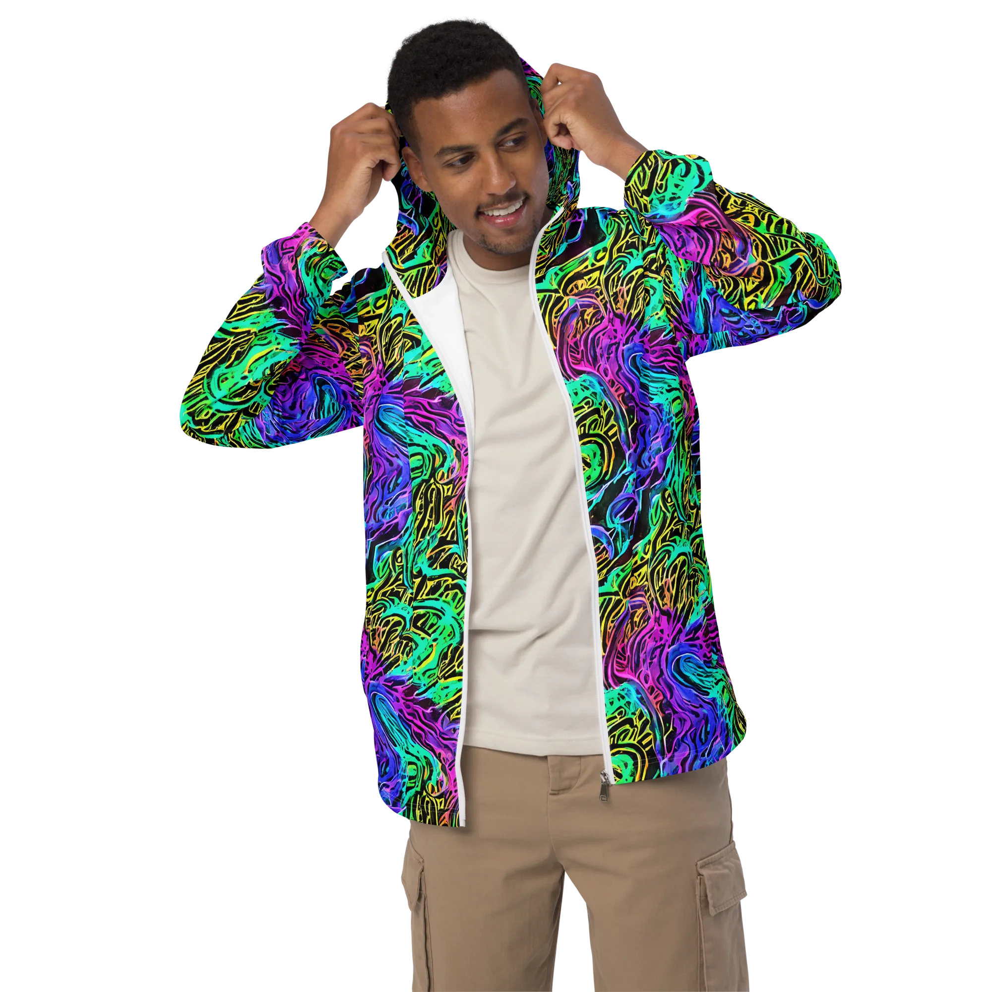 Laser Menagerie on Men's Windbreaker — Front