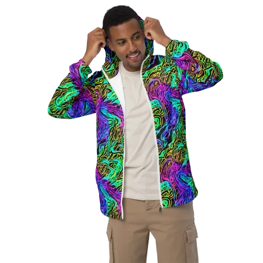 Laser Menagerie on a Men's Windbreaker