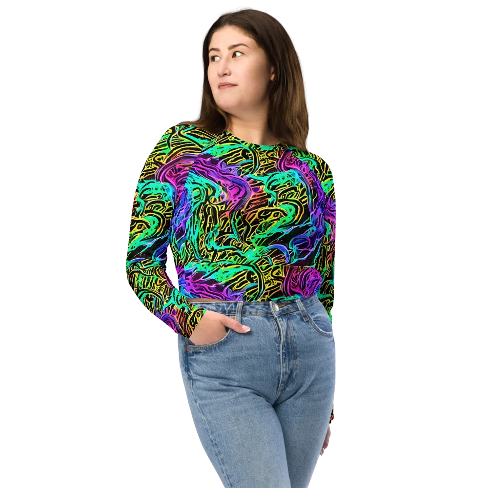 Laser Menagerie on Long Sleeve Crop Top — Front