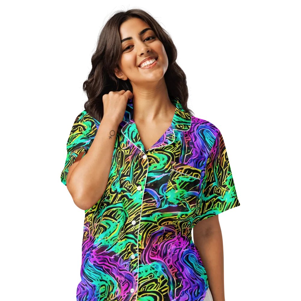 Laser Menagerie on Women's Short Sleeve Pajama Top — Front
